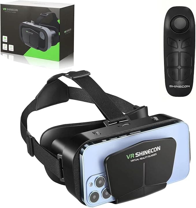 VR Headset with Controller for iPhone & Android – 3D Virtual Reality Glasses for...