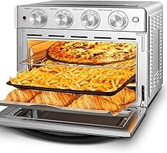 Geek Chef Air Fryer Toaster Oven 26 QT, Large AirFryer Convection Countertop Oven Combo with Easy Bake, Roast, Broil, Warm, 6 Slice Toast 7-in-1 Functions, 3 Layers with 4 Accessories,Stainless Steel