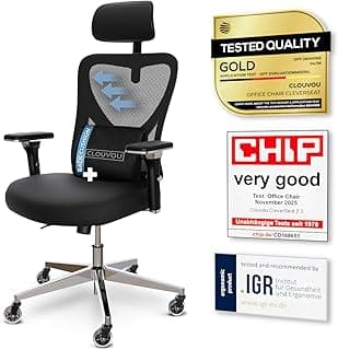 CleverSeat Ergonomic Office Chair Comfy [#1 in Tests] Ergonomic Chair with Breathable Mesh Back | Computer Chair with wheels | Home Office Desk Chair with 3D Headrest | Swivel Chair for 330lbs