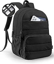 Uselike Travel Backpack for Women, 15.6 Inch Laptop Backpack, Quilted College Bookbag, Cute Work Backpacks, Water Resistant (Black)