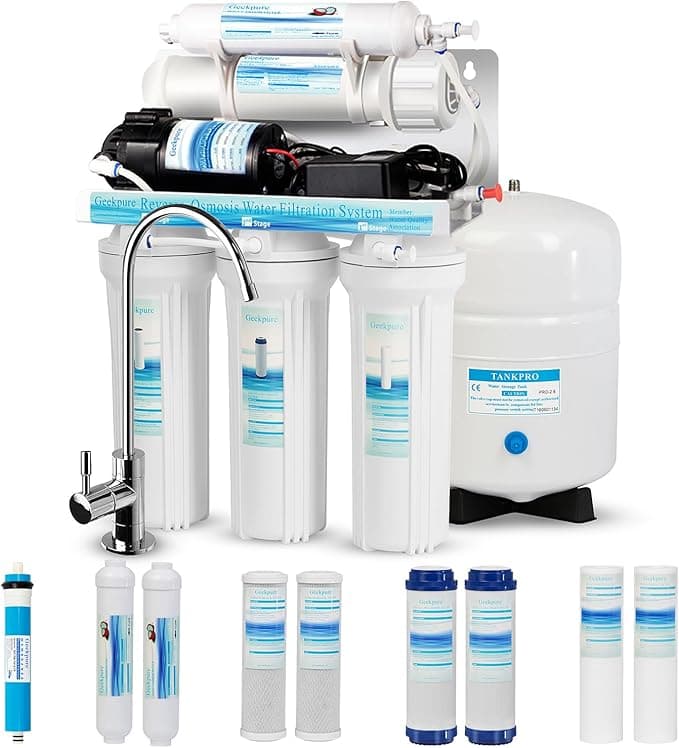 Geekpure 5 Stage Reverse Osmosis RO Drinking Water Filter System with ...