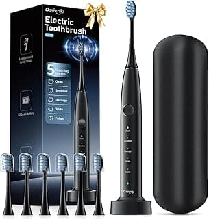 OasiSmile Sonic Electric Toothbrush, 42000 VPM Toothbrush with 6 Brush Heads & Travel Case, 5 Modes with 2 Minutes Built in Smart Timer, Wireless Charging, 100-Day Battery Life for Home Travel