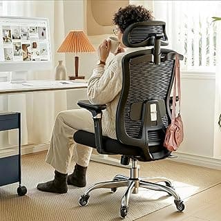 HUANUO FlowLift™ Ergonomic Office Chair with 6D Armrest, Seat Depth Adjustment, Lumbar Support, Quiet Rubber Caster, High Back Mesh Desk Chair with 3D Headrest, Big and Tall Chair for Home Office