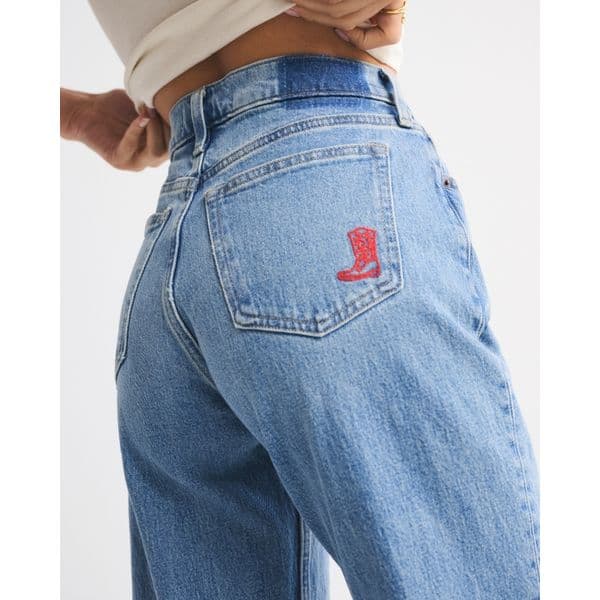ABERCROMBIE & FITCH | High Rise 90s Relaxed Cowboy Embroidered Jean