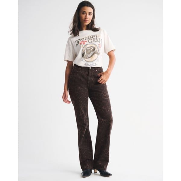 ABERCROMBIE & FITCH | Curve Love High Rise 90s Relaxed Leopard Print Jean