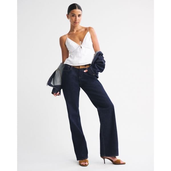 ABERCROMBIE & FITCH | Curve Love High Rise 90s Relaxed Vegan Suede Yoke Jean