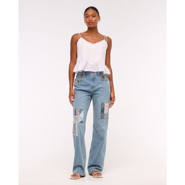ABERCROMBIE & FITCH | Curve Love High Rise 90s Relaxed Patchwork Jean