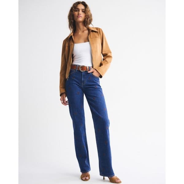 ABERCROMBIE & FITCH | High Rise 90s Relaxed Floral Embroidered Jean