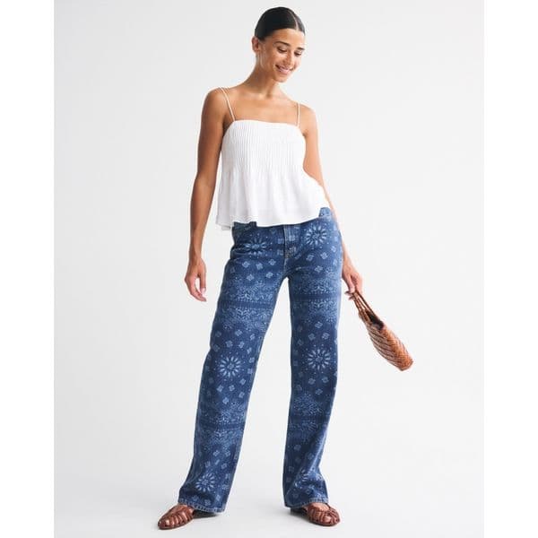 ABERCROMBIE & FITCH | Curve Love High Rise 90s Relaxed Bandana Print Jean