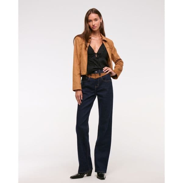 ABERCROMBIE & FITCH | High Rise 90s Relaxed Vegan Suede Yoke Jean