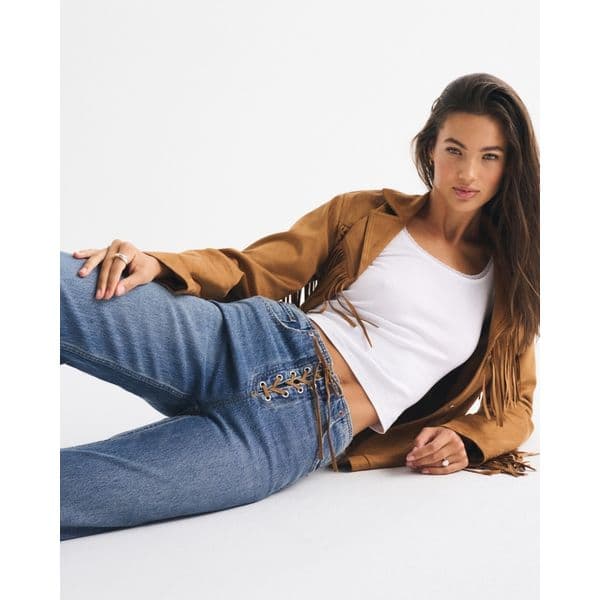 ABERCROMBIE & FITCH | High Rise 90s Relaxed Vegan Suede Lace Jean