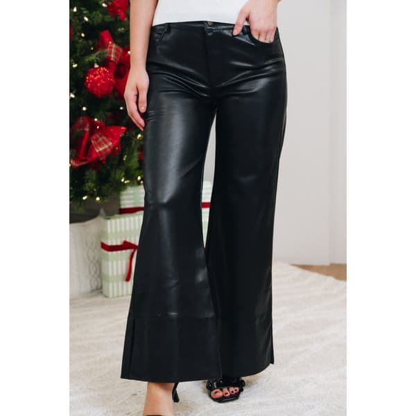 BAR | Tis The Season Mid Rise Wide Leg Faux Leather Pants