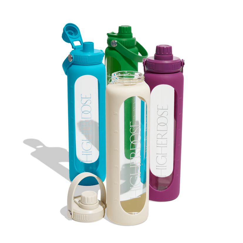 HIGHERDOSE | Daily Dose Time-Marked Glass Water Bottle