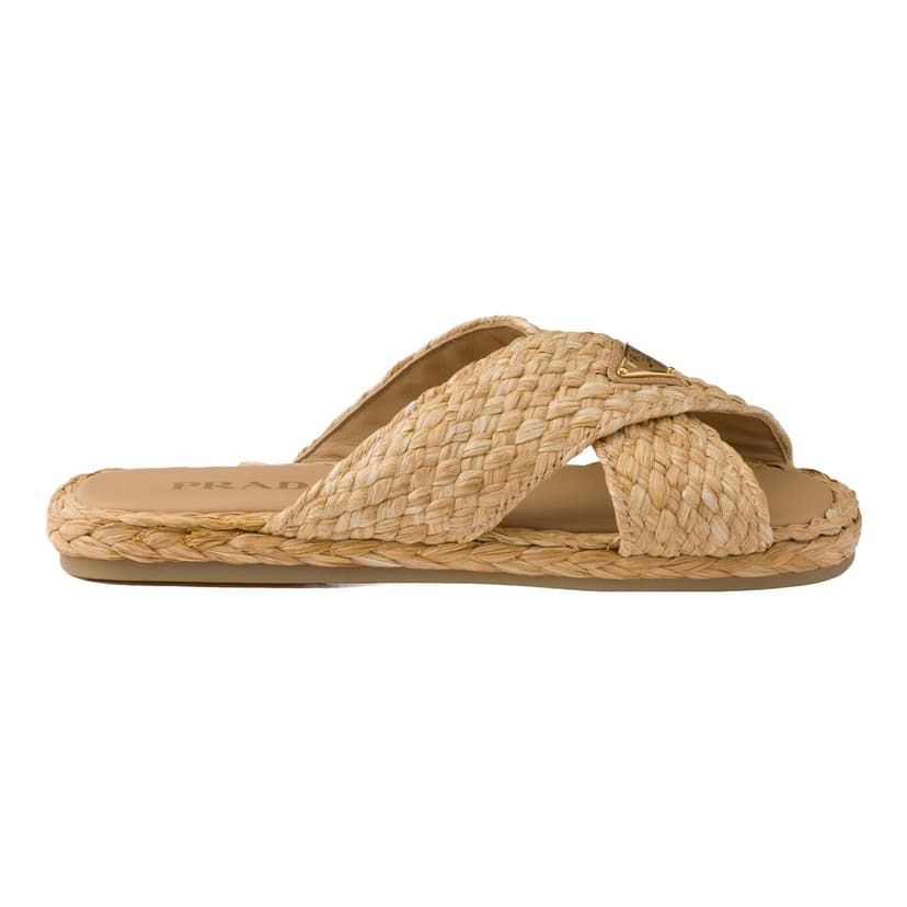 PRADA | Raffia Crisscross Slides