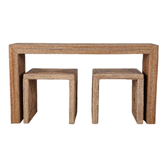 Sagebrook Home | S/3 55" Woven Console W/ 2 19" Side Tables, Natura