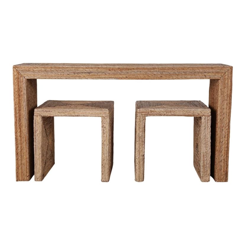 Sagebrook Home | S/3 55" Woven Console W/ 2 19" Side Tables, Natura
