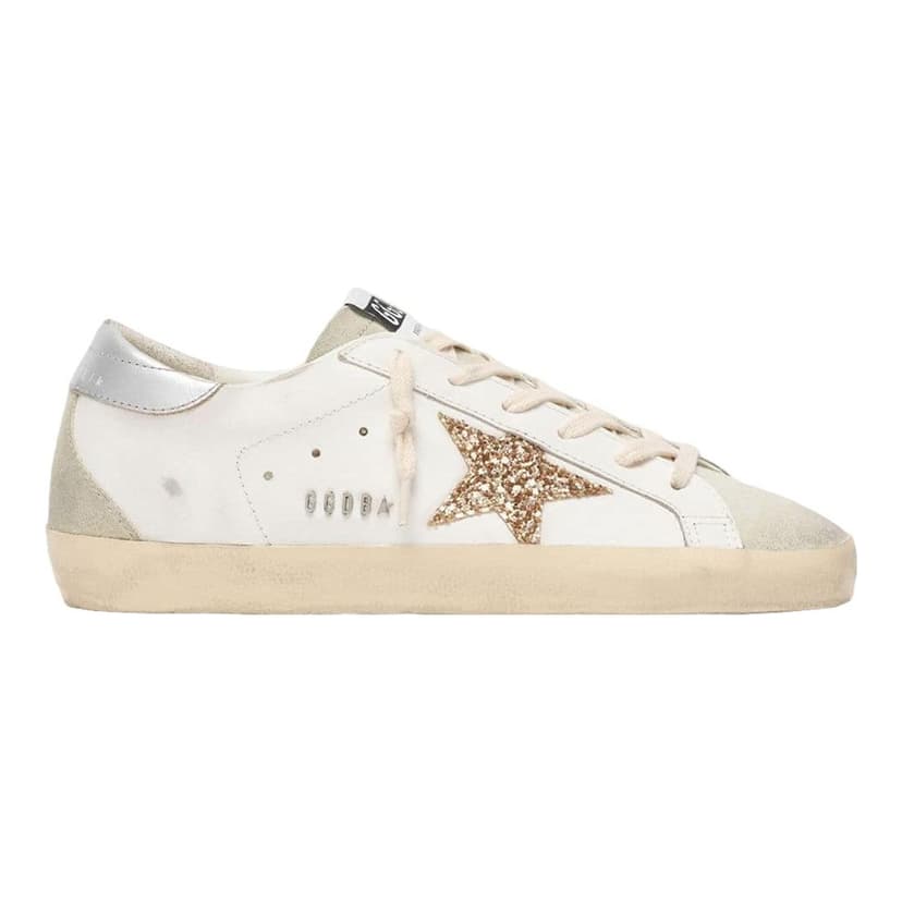 Golden Goose | Super Star With Gold Glitter Star And Ice Suede Inserts