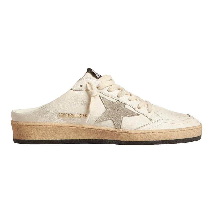 Golden Goose | Ball Star Sabots In Nappa Leather With Ice Gray Suede Star