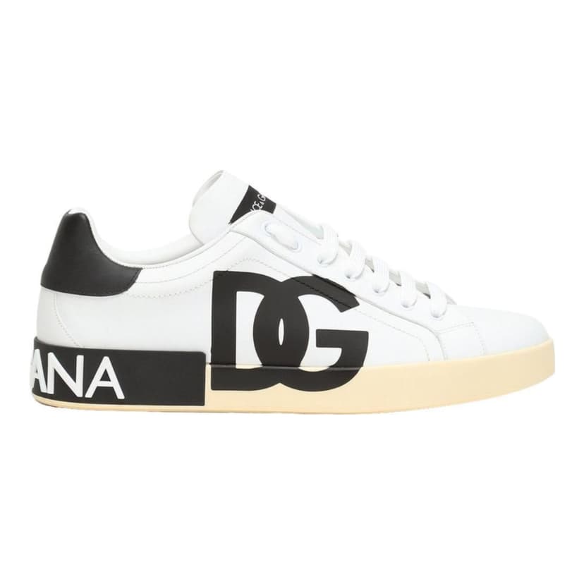 Dolce & Gabbana | Portofino Logo Print Leather Sneakers