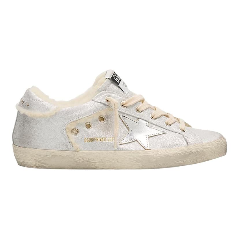 Golden Goose | Super-Star Metallic Leather and Shearling Sneakers
