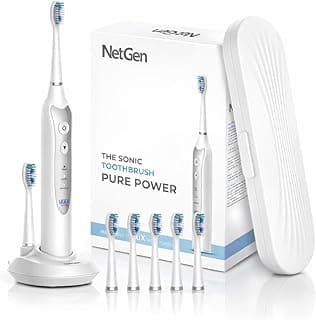 Sonic Electric Toothbrush for Adults - Rechargeable Power Toothbrush with 5 Soft Bristle Heads, Travel Case, 3 Cleaning Modes & Smart Timer, IPX7 Waterproof (White)