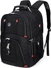 SHRRADOO Extra Large 50L Travel Laptop Backpack with combination lock, College Backpack Airline Approved Business Work Bag Fit 17 Inch Laptops for Men Women,Black
