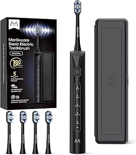 Electric Toothbrush for Adults, 180 Days Battery Life Rechargeable Sonic Toothbrush with 4 Brush Heads Smart Timer, 55000VPM for Deep Cleaning & Whitening with 5 Modes, Travel Case, Black