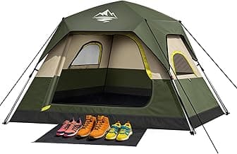 Camping Tent 2/3/4 Person Instant Pop Up Tents for Camping - 40s Automatic Easy Setup Tent with Rainfly, Double-Layer Waterproof & Windproof Instant Tents with Welcome Mat for Camping & Hiking