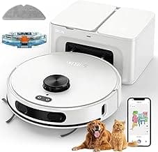 Robot Vacuum and Mop Combo, Self-Emptying Robotic Vacuums Cleaner Smart Mapping, 2-3 Months Hands-Free Base Strong Suction & LiDAR Navigation, 220 Mins Long Runtime for Pet Hair, Hard Floor, Carpet