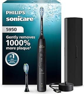 Philips Sonicare 5950 Series Electric Toothbrush, with Pressure Sensor, for Sensitive Gums, 6 Brushing Settings, SmarTimer, BrushPacer, 21-Day Runtime, Travel Case, Black, HX7131/03