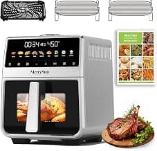 6 Qt Stainless Steel Air Fryer, Stainless Steel Housing& Full Metal Inner Pot, PTFE and PFAS Free, 9 Digital One-Touch Cook Functions,120°F~450°F, 1700W