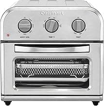 Cuisinart Compact Air Fryer Toaster Oven, Stainless Steel Fryer with 6-in-1 Functions, Adjustable Temperature, Includes Oven Rack, Baking Pan and Air Fry Basket, TOA-26