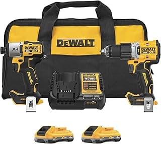 DEWALT 20V MAX XR Impact Driver and Hammer Drill Cordless Power Tool Combo Kit, Includes 2 x 4ah POWERPACK Batteries and a Charger (DCK250QQ2)