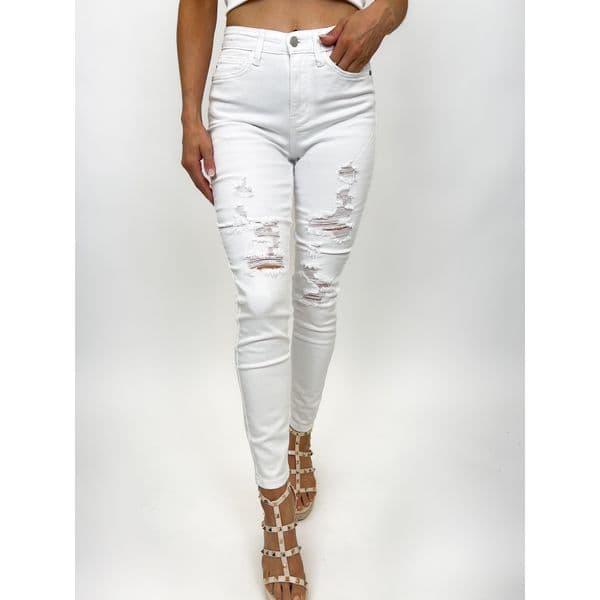 BAR | Judy Mid Rise Destroyed Skinny Jeans