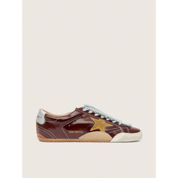 Golden Goose | Womens True Star In Burgundy Naplak With Suede Star And Silver Nappa Heel Tab