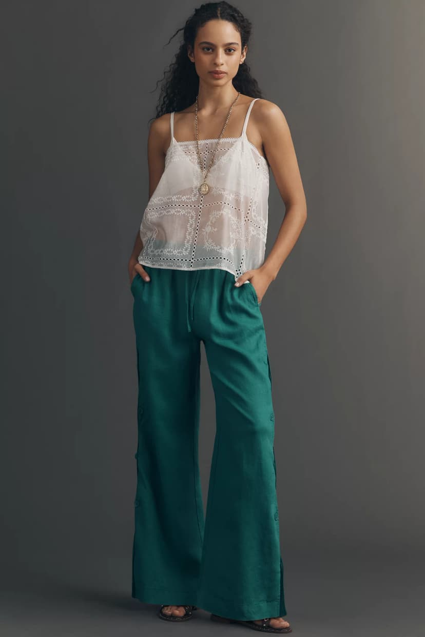 MAEVE | The Brooklin Wavy Linen Wide-Leg Pants